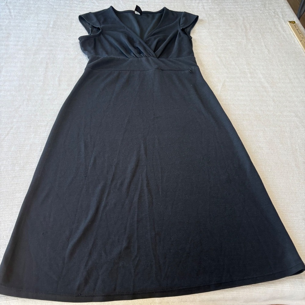 REI Womens Black V-Neck Cap Sleeve A-Line Empire Waist Dress Size XS 778620